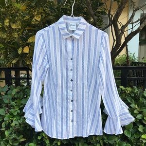 Finley Ladies Blue and White Stripe Blouse